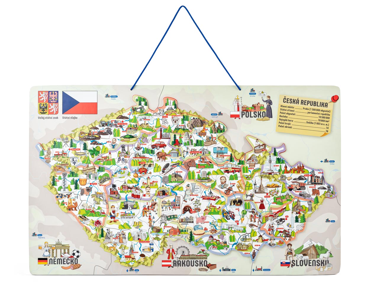 Woody Magnetická mapa ČR s obrázky a společenská hra, 3 v 1 - BAZAR