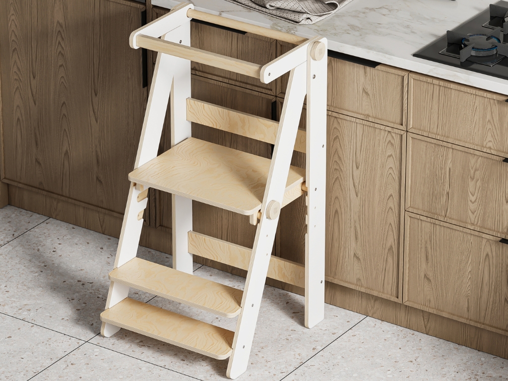BusyKids Skládací rostoucí učící věž Moon 92 cm - bílá (obrázek 5)