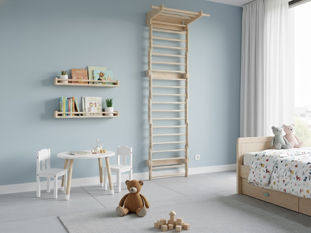 ELIS DESIGN Dětská pohybová sestava Vario/část B - visuté žebřiny s hrazdou na zeď - BAZAR (obrázek 11)