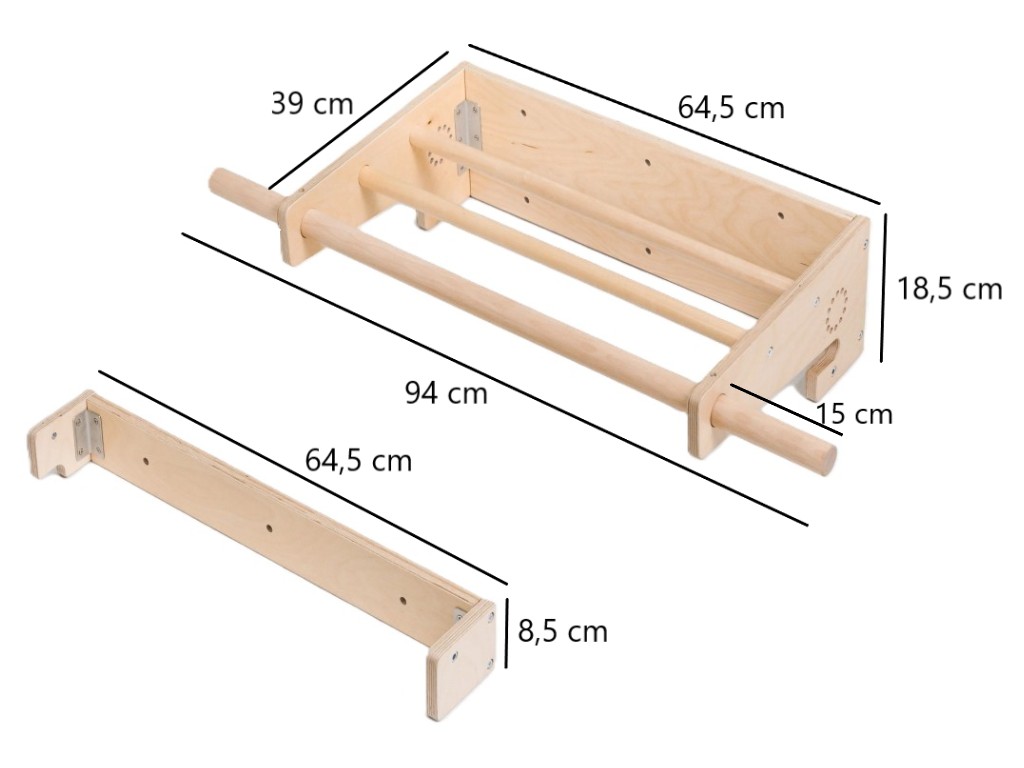 ELIS DESIGN Dětská pohybová sestava Vario/část B - visuté žebřiny s hrazdou na zeď - BAZAR (obrázek 9)