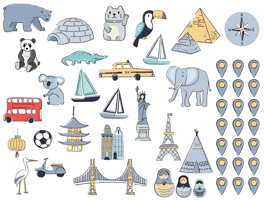 ELIS DESIGN KOPKO MAPA SVĚTA samolepka na zeď