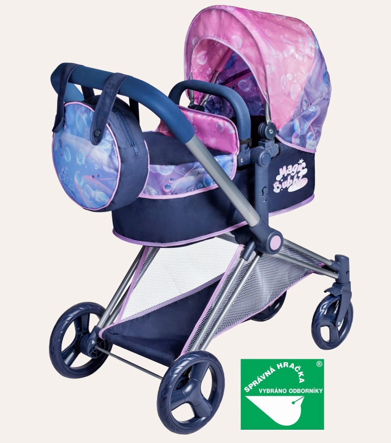 DeCuevas Skládací kočárek pro panenky 3v1 s taškou Magic Bubble - 73 cm