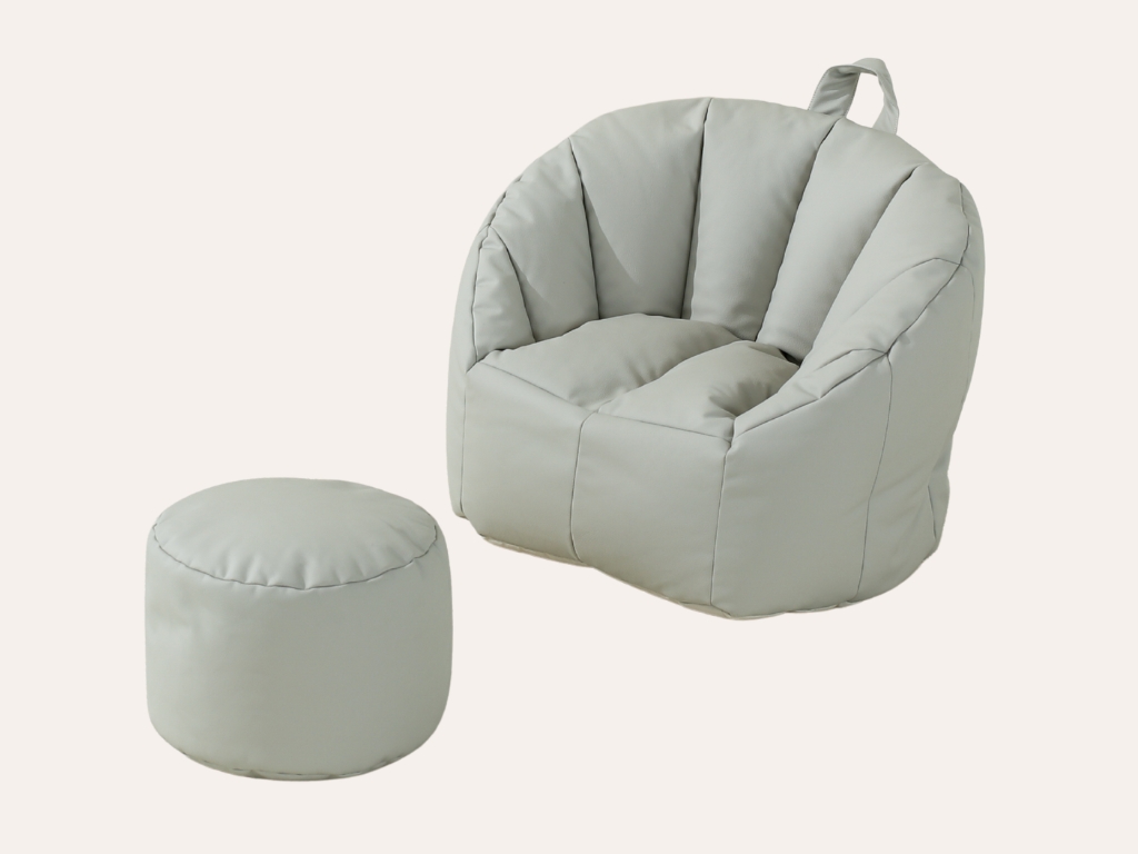 ELIS DESIGN Dětské křesílko s podnožkou Mušle - šedé