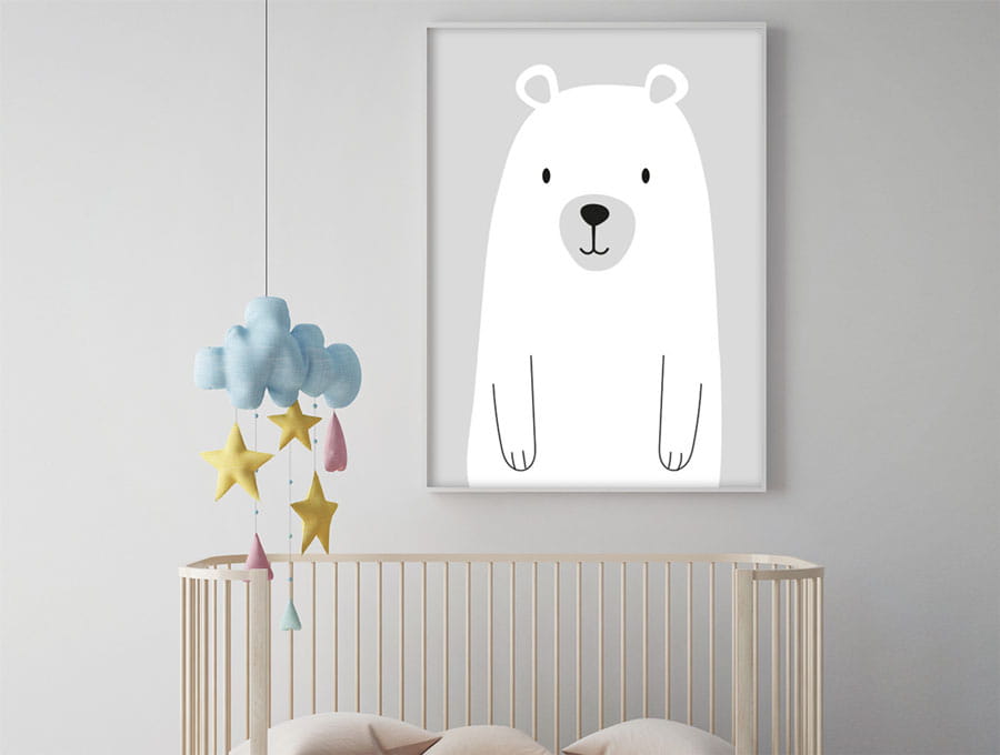 Pastelowe Love Plakát Medvídek – šedý