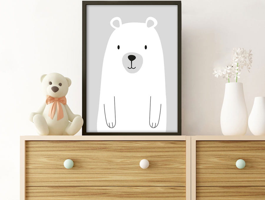 Pastelowe Love Plakát Medvídek – šedý
