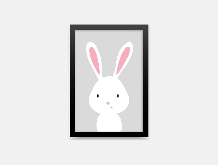 Pastelowe Love Plakát Králík – šedý