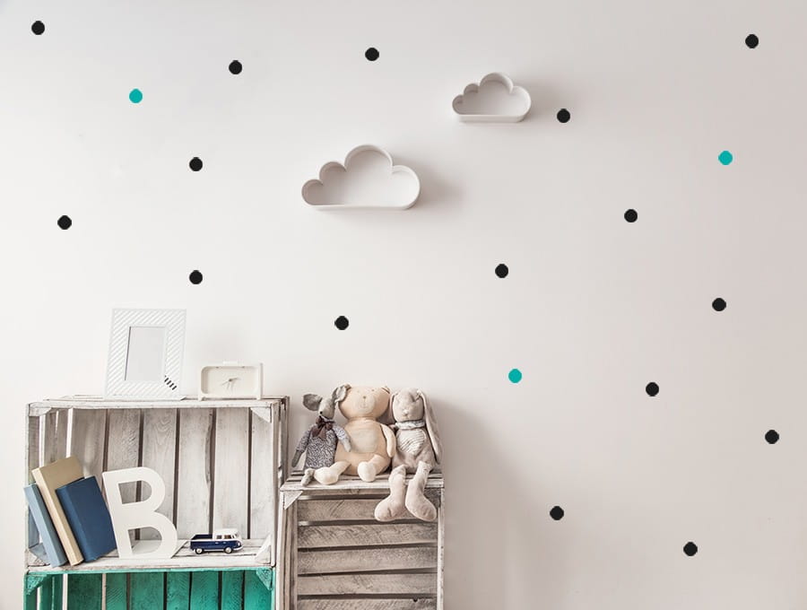 Pastelowe Love Samolepky puntíky – malé barva: černá