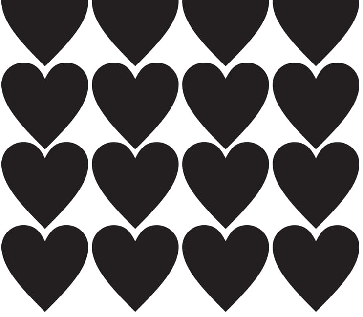 Pastelowe Love Samolepky – srdce velké barevna varianta: černá