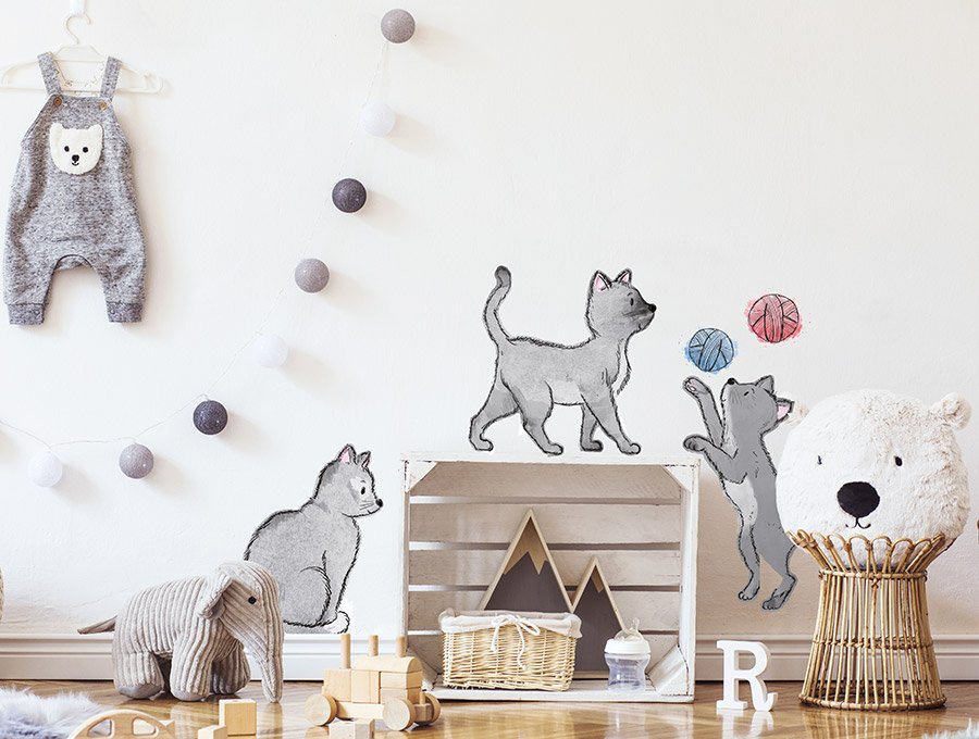 Pastelowe Love Nálepka na zeď – kočičky