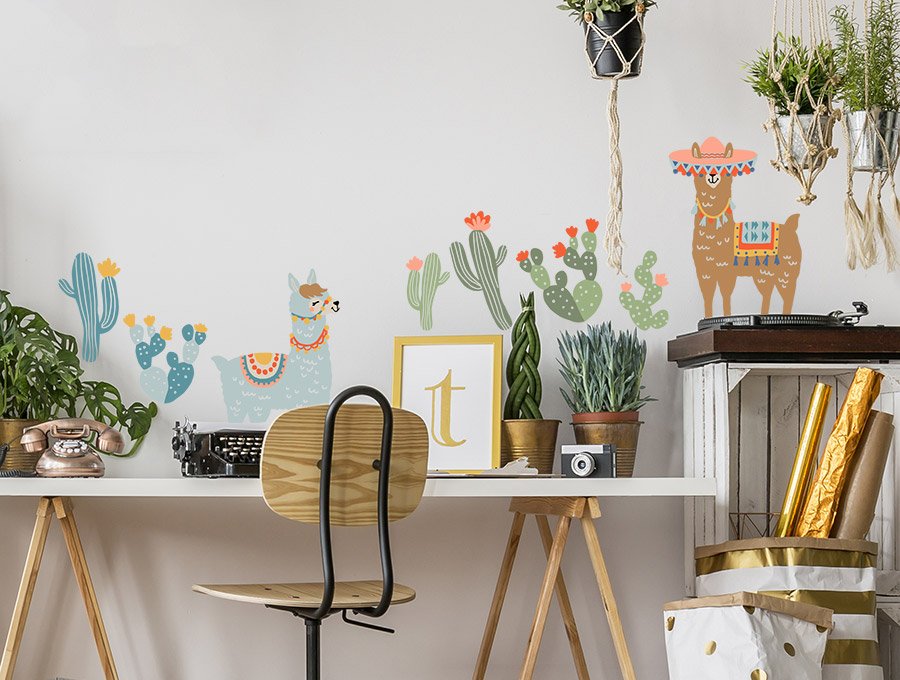 Nálepka na zeď hnědé lamy