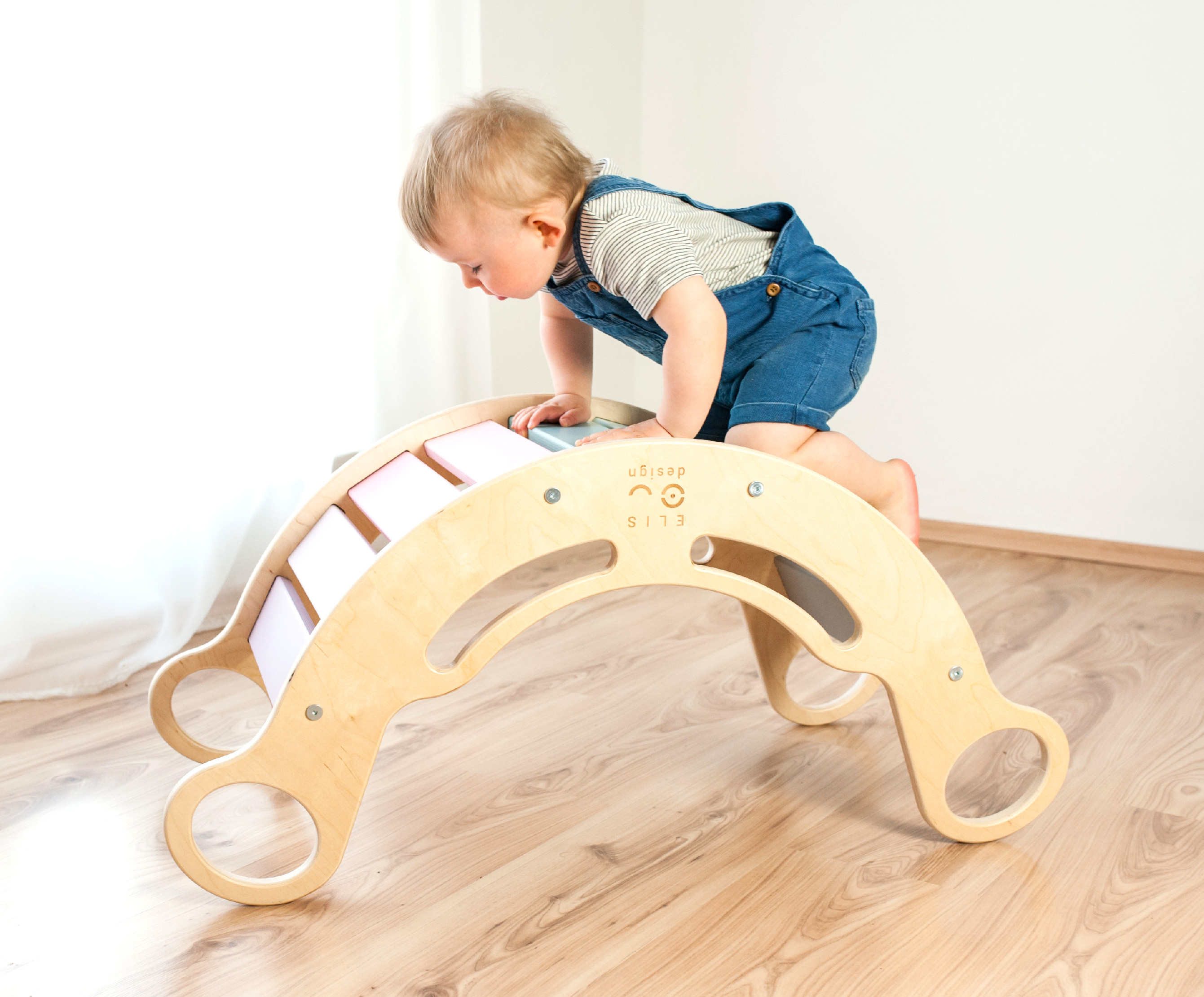 Montessori duhová houpačka 5in1 varianta: varianta: lakované okraje, duhové desky