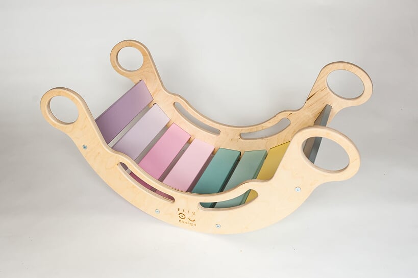 Montessori duhová houpačka 5in1 varianta: varianta: lakované okraje, duhové desky