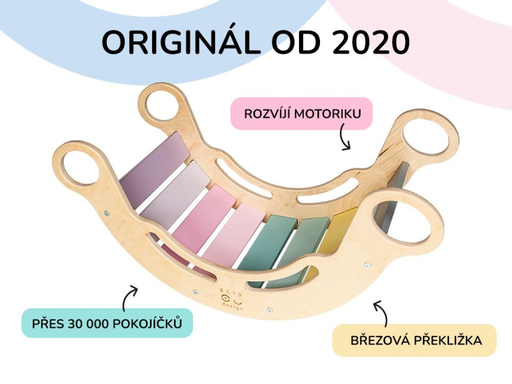 Montessori duhová houpačka 5in1 varianta: varianta: lakované okraje, duhové desky
