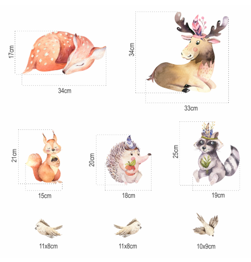 DEKORACJAN Nálepka na zeď – Lesní království – sob a mýval