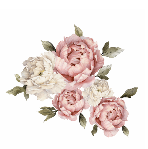 DEKORACJAN Nálepka na zeď – květy pivoňky starorůžové Velikost: L, laminát: žádný