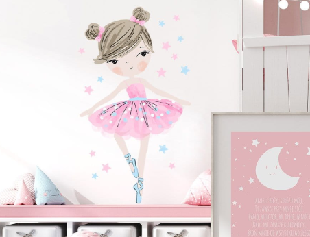 Pastelowe Love Nálepka na zeď – barevné postavičky – baletka barevna varianta: mátová