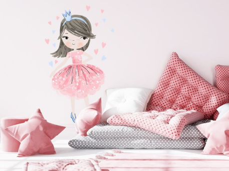 Pastelowe Love Nálepka na zeď – barevné postavičky – princezna barevna varianta: mátová