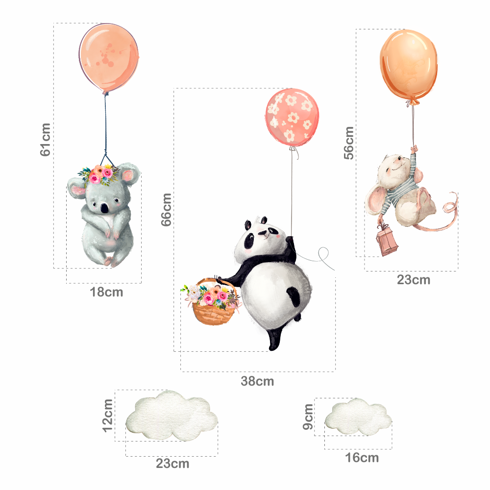 DEKORACJAN Samolepky – Zvířátka s balónky