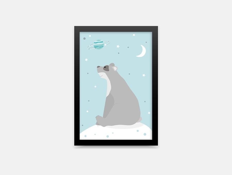 ELIS DESIGN zasněný medvídek s oblohou plakát rozměr: 20 x 30 cm