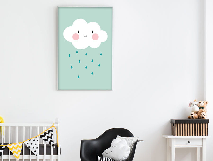 ELIS DESIGN plakát s mráčkem mátový rozměr: 20 x 30 cm