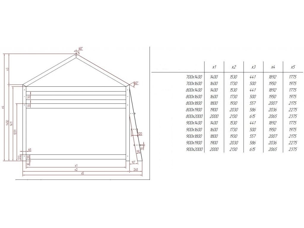 ADEKO Patrová postel Domeček pro dva Side rozměr lůžka: 80 x 200 cm