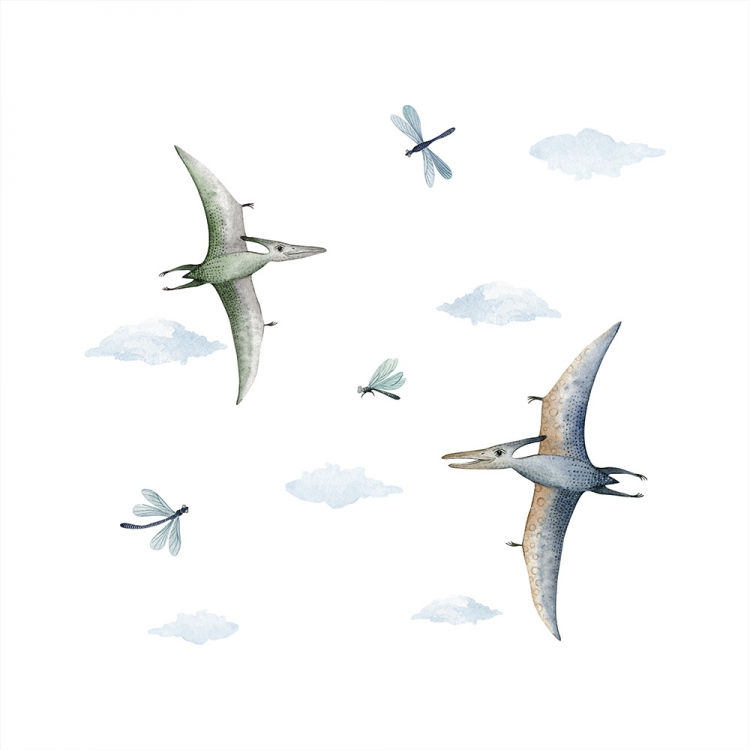 Yokodesign Nálepky na zeď – Pterosauři v oblacích Velikost: maxi – XL