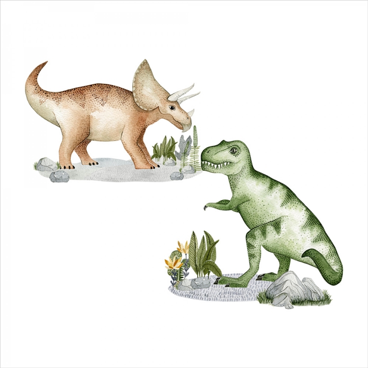 Yokodesign Nálepky na zeď – Tyranosaurus a triceratops Velikost: maxi – XL