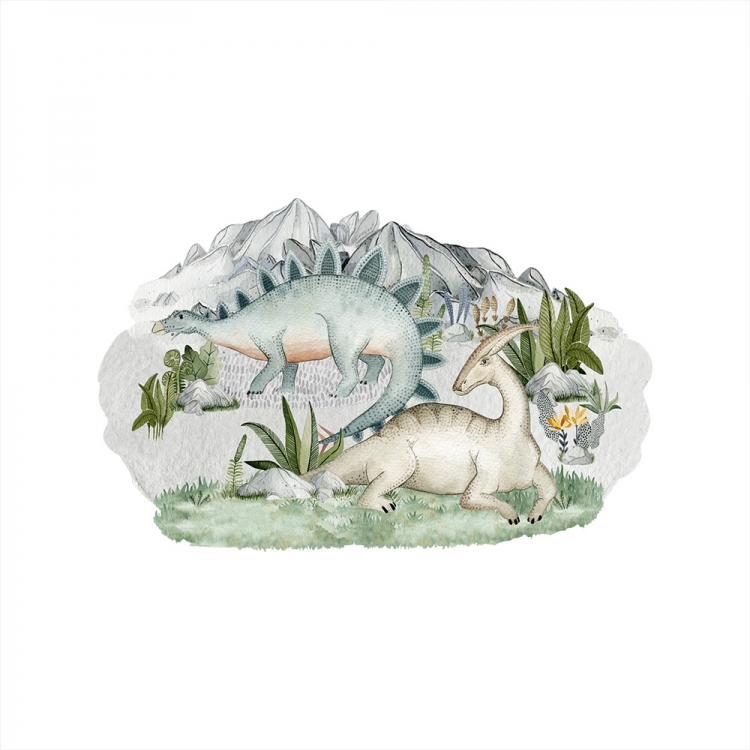 Yokodesign Velká samolepka se scénou – Dvojice dinosaurů Velikost: XXL