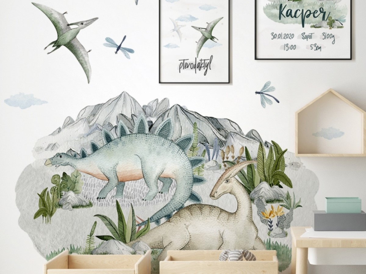 Yokodesign Velká samolepka se scénou – Dvojice dinosaurů Velikost: M