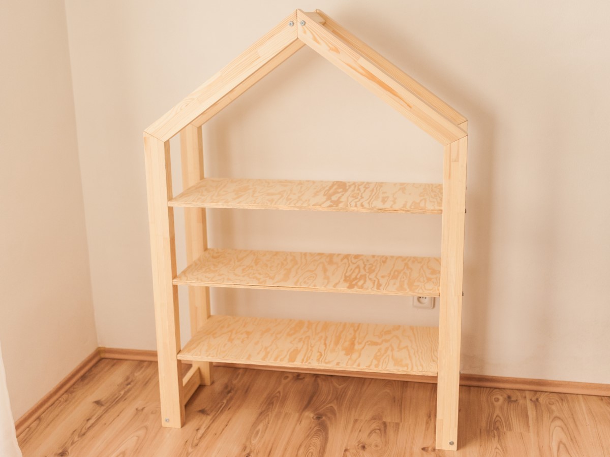 ELIS DESIGN Knihovna Domeček natur premium dostupné rozměry: 107 x 35 x 138 cm