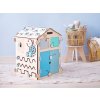 Activity board BusyKids domeček pro kluky - prvky v modré a mint barvě