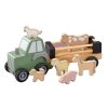 Traktor pro děti ze dřeva s vlečkou a zvířátky z farmy