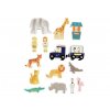 Přenosné ZOO playbox s dřevěnými zvířátky, autíčkem a doplňky