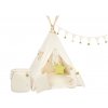 Teepee stan dětský v krémové barvě se střapci luxury