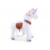Mechanický jezdící kůň (na kolečkách) pro děti velikost 4 - jednorožec bílý