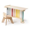 Dřevěná montessori houpačka 100 cm 6v1 max s prknem a židlí - set pastel