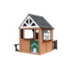 Venkovní dřevěný domeček s truhlíky