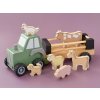 Dřevěné auto k přepravě hospodářských zvířátek zelený traktor