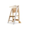 Skládací učící věž rostoucí 2v1 - přírodní/bíla s tabulí