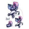 Skládací kočárek pro panenky 3v1 s taškou Magic Bubble - 73 cm