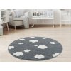 Stribrnosedy detsky koberec kulaty s oblacky