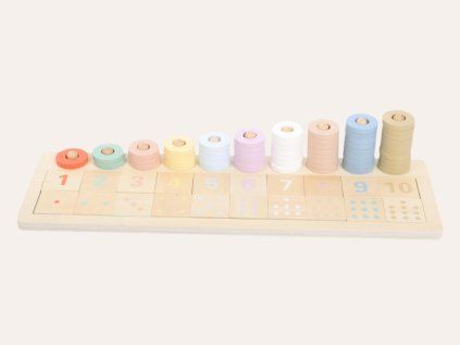 Dřevěné nasazovací montessori počítadlo