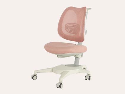 Dětská ergonomická židle k psacímu stolu - růžový potah