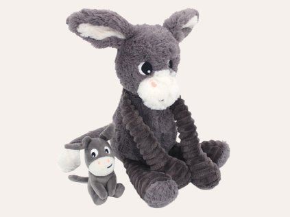 Kuscheltier Esel Poitou grau - Mama und Baby