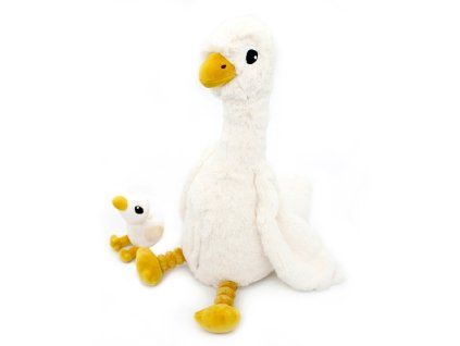 Jebongou fehér plüss liba – mama a kicsinyével