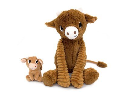 Barna plüss tehén – mama a kicsinyével