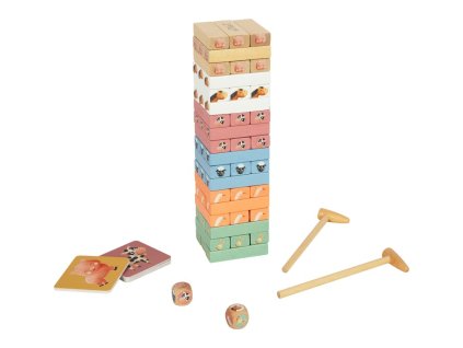 Fa Jenga játék - tanyasi állat motívum