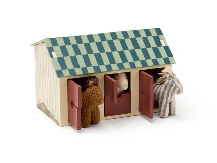 Fa istálló puha lovakkal