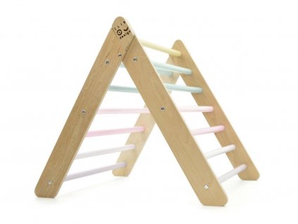 Montessori háromszög mászóka szivárványos létrafokokkal