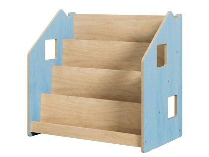 detska drevena knihovna domecek modra